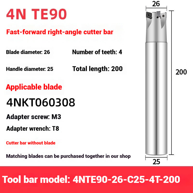 1051-TE90 fast feed milling cutter shank 90 degree right angle square shoulder milling cutter shank 4NKT060308 fast feed milling cutter blade replace 1135 Shandong Denso Pricision Tools Co.,Ltd.